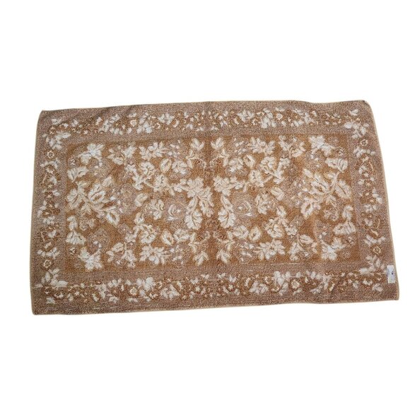 Vintage Cannon Mills Beige white Brown Floral Jacquard Bath and Face Towels With - Picture 7 of 11